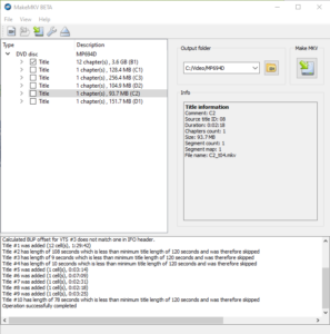 Screenshot of MakeMKV on Windows 10