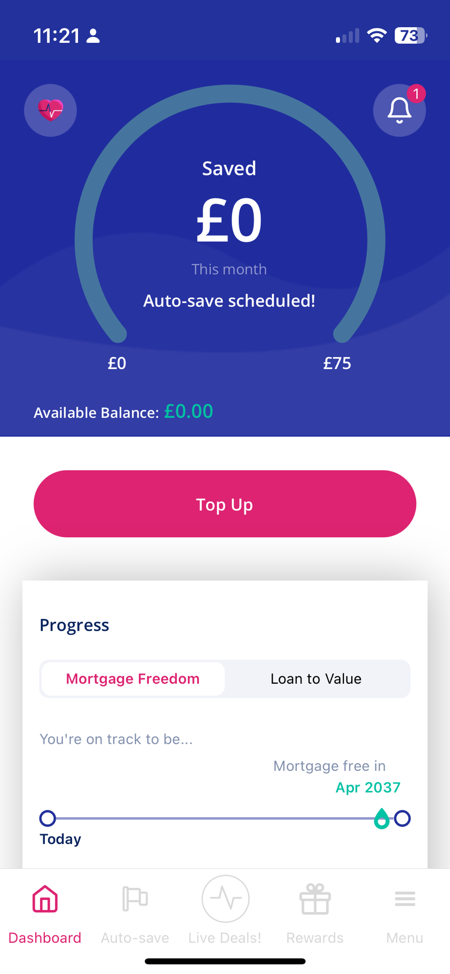 A screenshot of the Sprive app on iOS