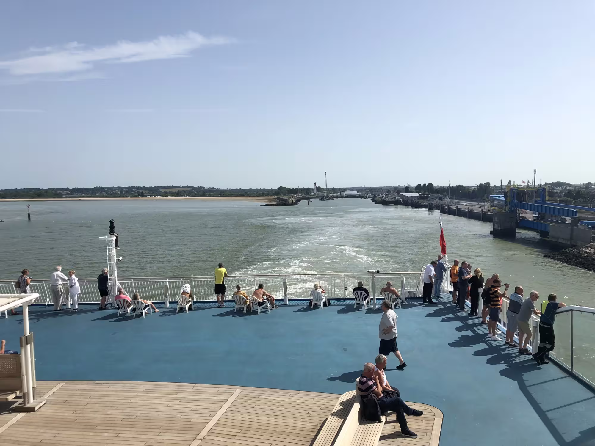 A photo of a ferry leaving Ouistraham port on our way home from our Dordogne holiday