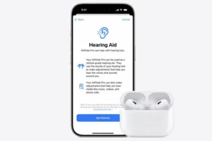 Screenshot from Apple showing the AirPods Pro hearing aid features