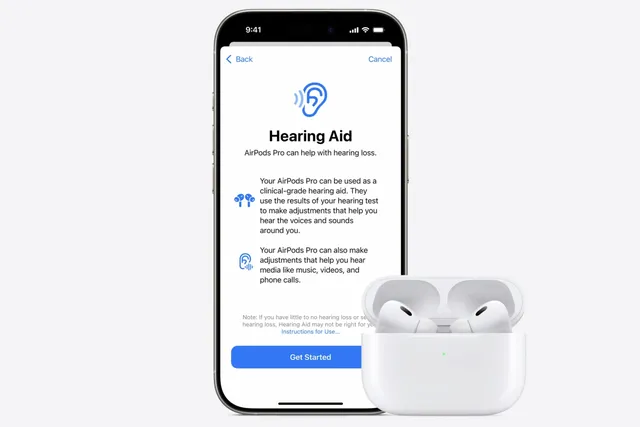 Screenshot from Apple showing the AirPods Pro hearing aid features
