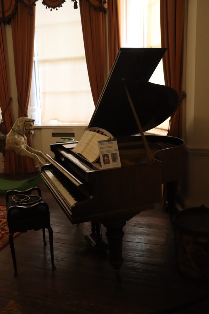 A photo of a piano that belonged to Frederick Delius