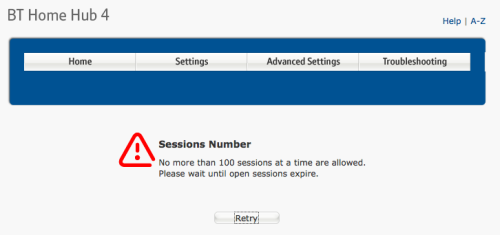 BT Home Hub admin error