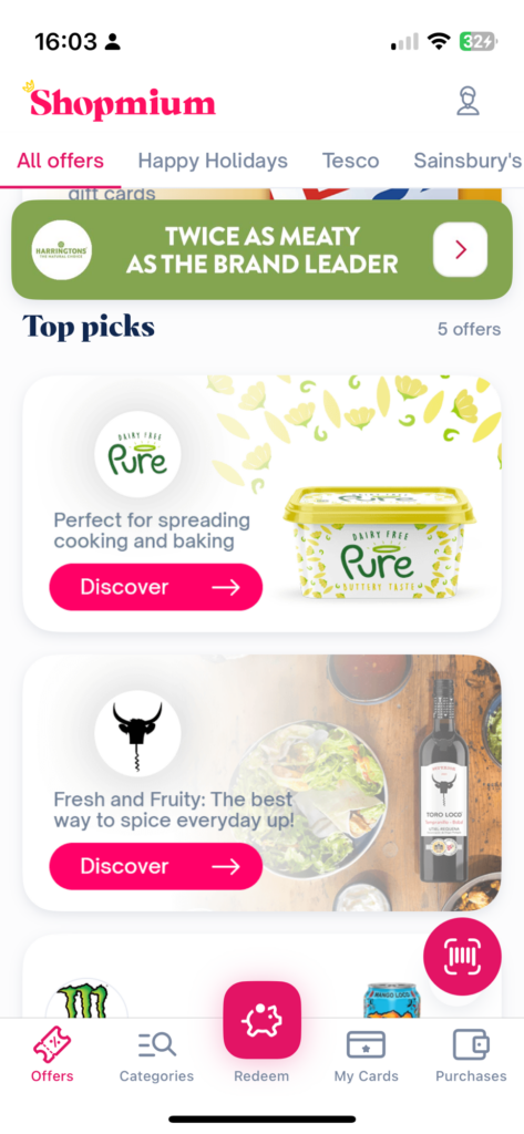 A screenshot of the Shopmium app