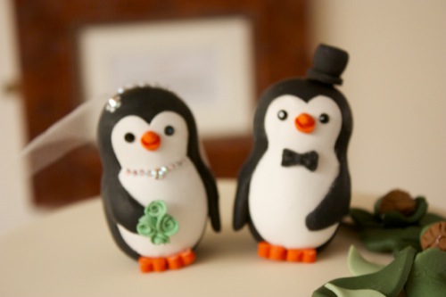 Penguin wedding cake toppers