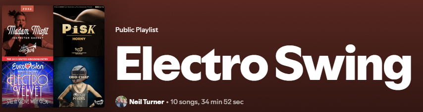 A screenshot of my electro swing playlist on Spotify
