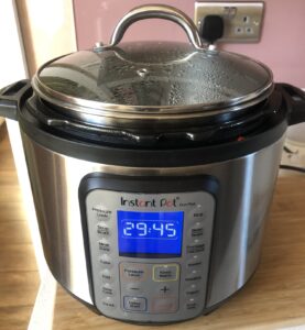 An Instant Pot Duo Plus set to sous vide mode with 29 hours and 49 minutes left to run