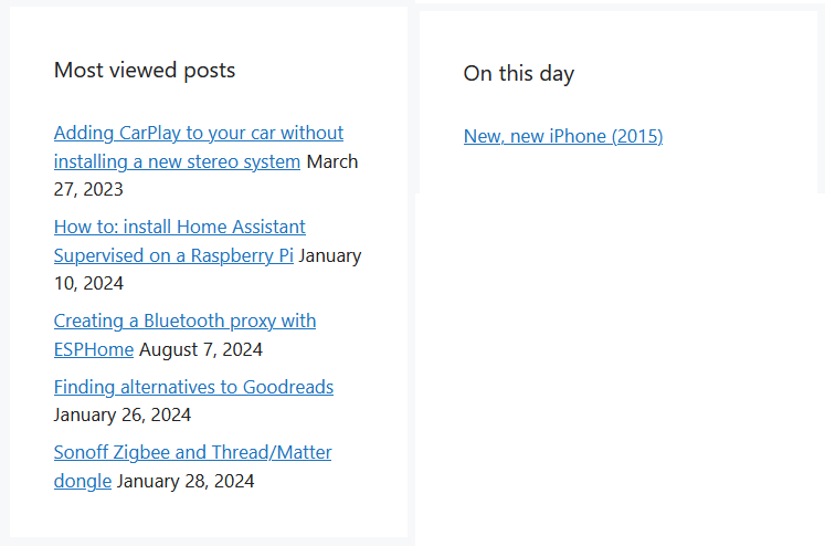 Screenshot of the additional sidebar widgets