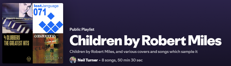 Screenshot of the Children by Robert Miles playlist on Spotify