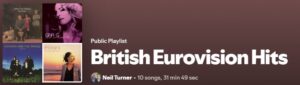 Screenshot of the British Eurovision hits playlist