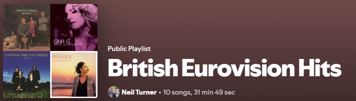 Screenshot of the British Eurovision hits playlist