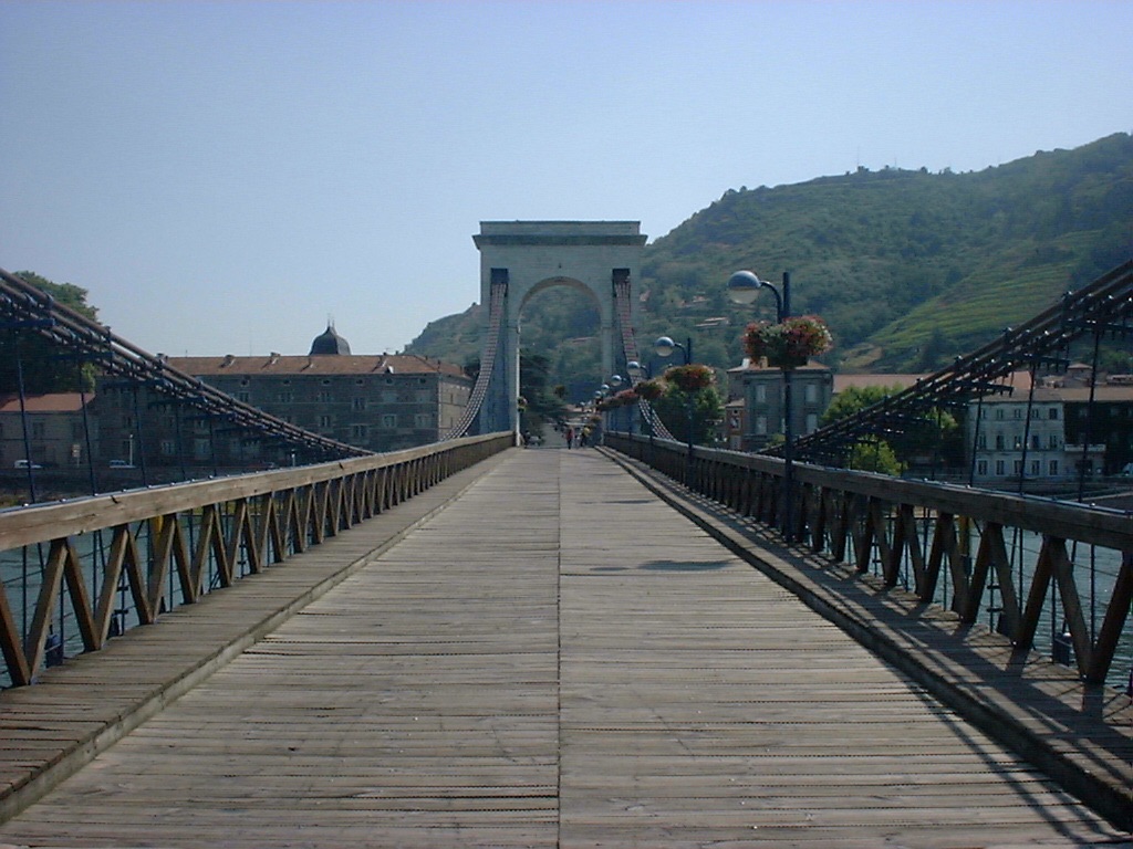 Photo of Tournon and the bridge across the river Rhône