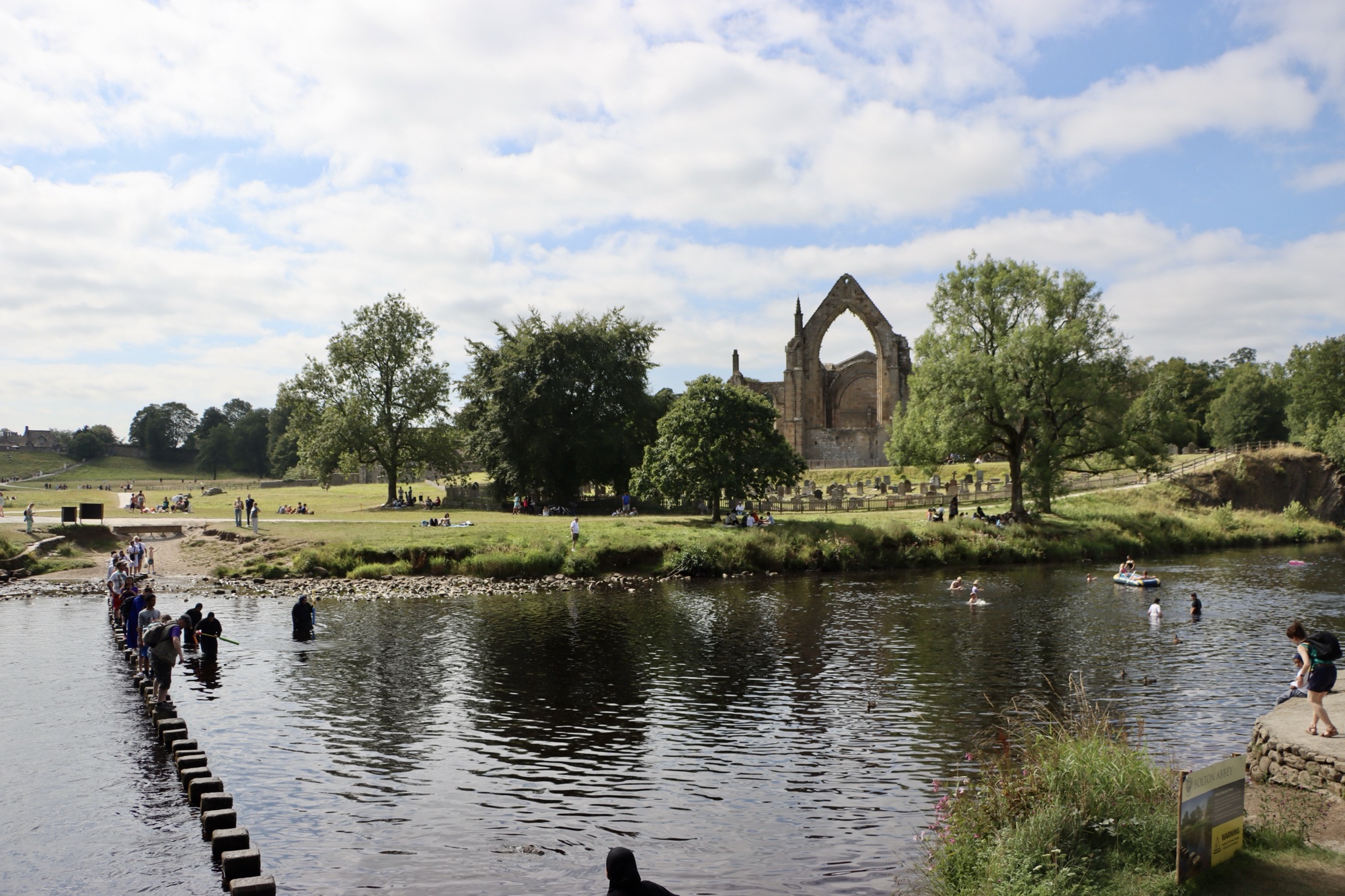 A view of Bolton Abbey overlooking the River Wharfe
