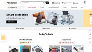 Screenshot of the AliExpress home page