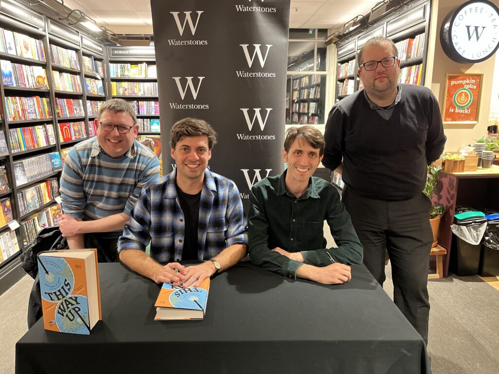 A photo of me (on the left) with Mark and Jay (the Map Men) and my friend Phil