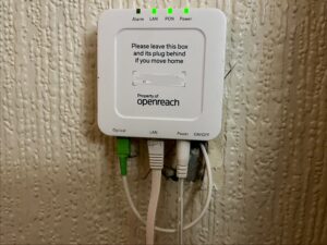 Our OpenReach fibre broadband Optical Network Terminal (or modem)