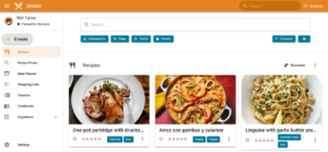 A screenshot of Mealie, the self-hosted recipe manager