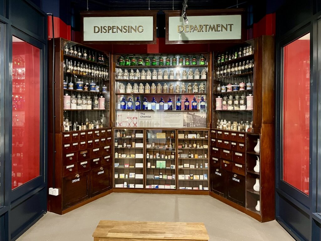 A photo of the apothecary collection inside the Thackray Museum of Medicine