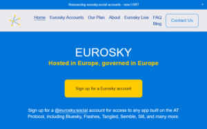 A screenshot of the Eurosky web site