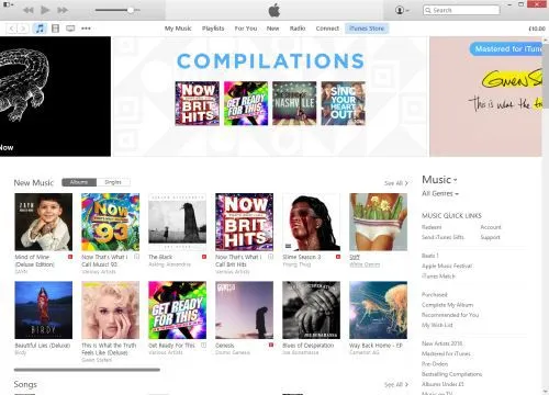 A screenshot of iTunes on Windows 10